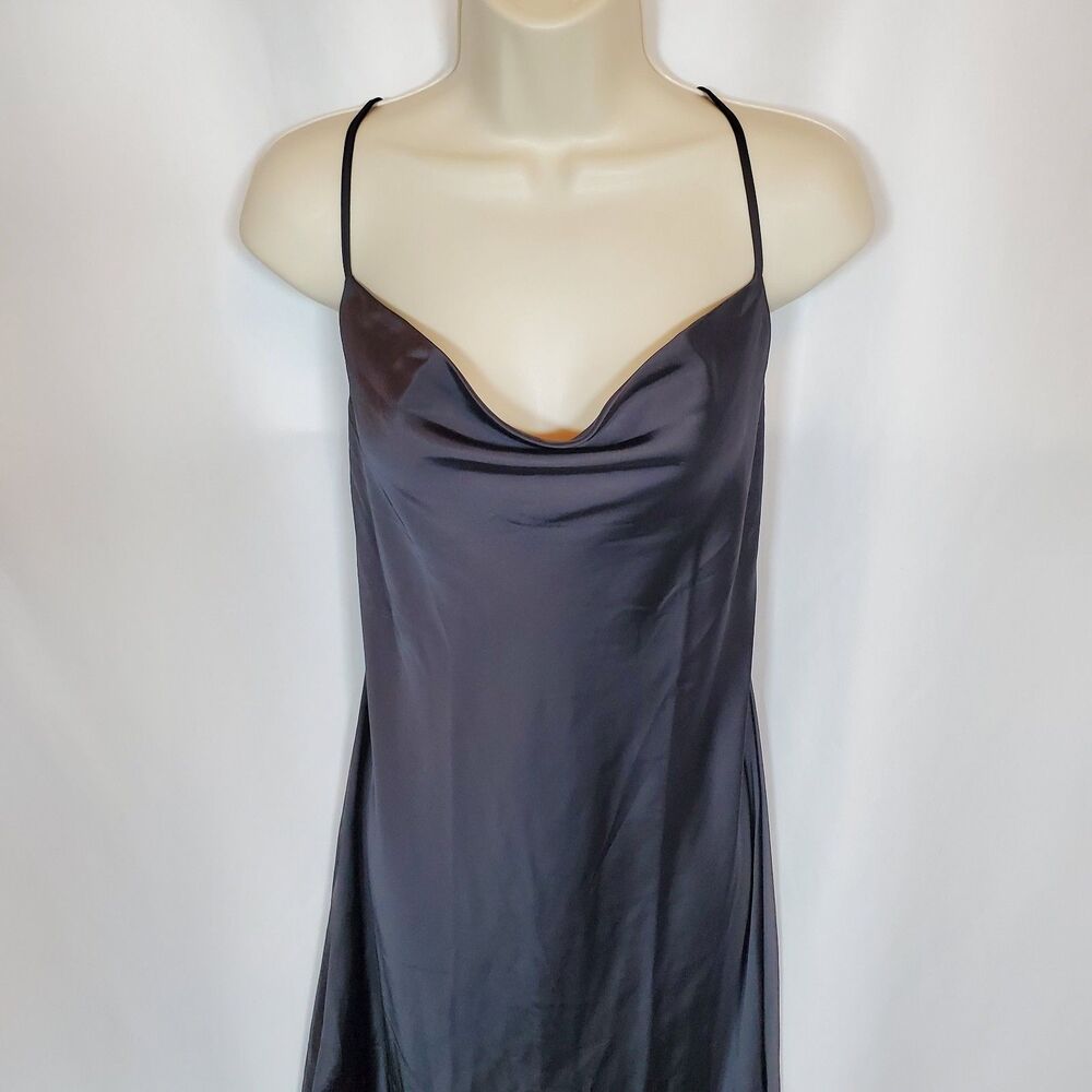 Old Navy The Occasion Women’s Maxi Dress Medium Black Satin Cowl Sleeveless - Picture 5 of 13